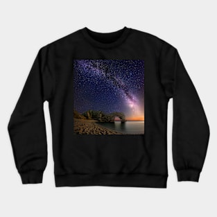 Milky Way over Durdle Door Rocks Crewneck Sweatshirt